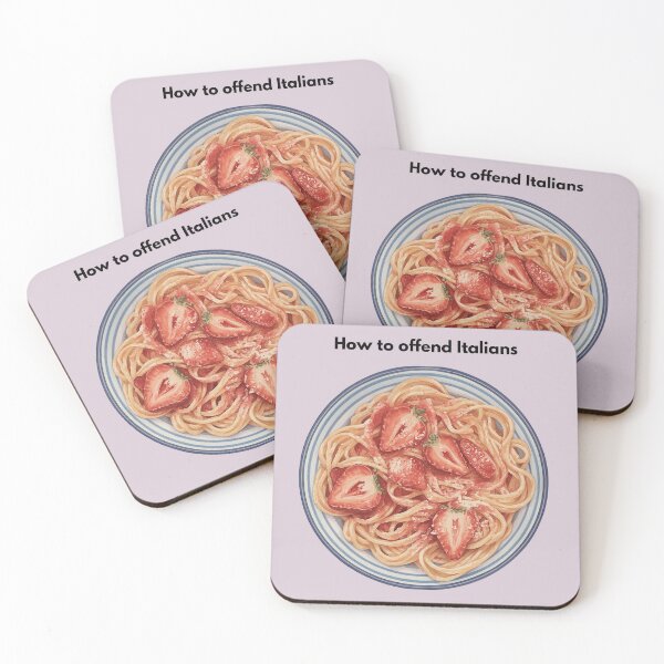 Item preview, How to Offend Italians in One Picture - Strawberry Pasta Meme designed and sold by Hey Golden Fly.