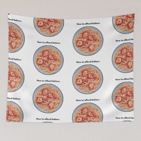 Item preview, How to Offend Italians in One Picture - Strawberry Pasta Meme designed and sold by Hey Golden Fly.