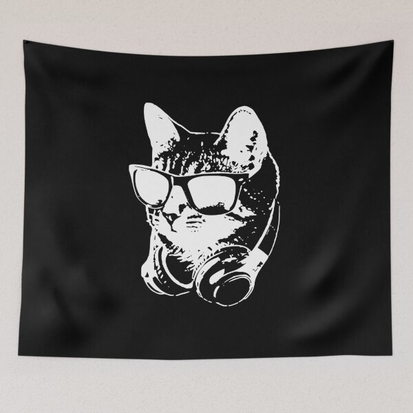 Item preview, Cool Cat Wearing Sunglasses and Headphones Design designed and sold by marke770.