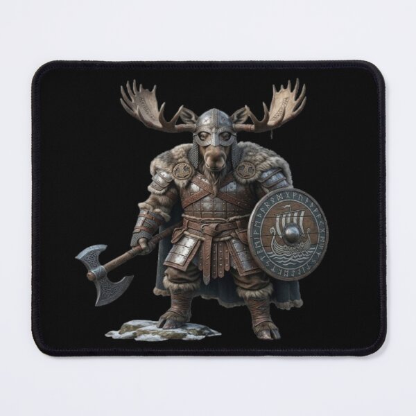 Item preview, Moose Viking Warrior with Shield and Axe designed and sold by DailySparks.