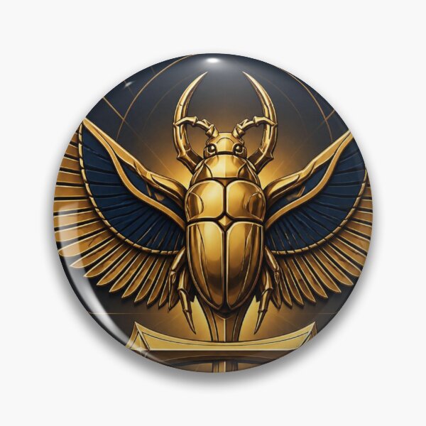 Item preview, Ancient Egyptian Golden Scarab Beetle with Wings and Ankh Symbol Premium Art designed and sold by Tamawy.
