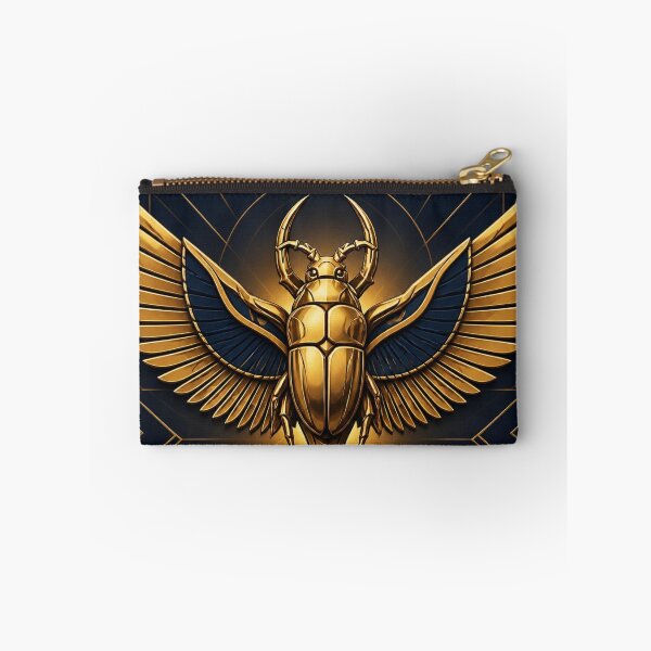 Item preview, Ancient Egyptian Golden Scarab Beetle with Wings and Ankh Symbol Premium Art designed and sold by Tamawy.