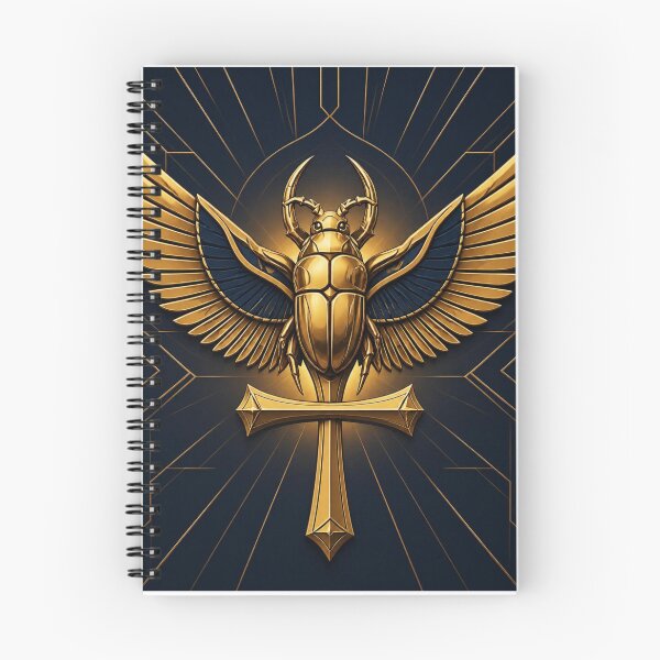 Item preview, Ancient Egyptian Golden Scarab Beetle with Wings and Ankh Symbol Premium Art designed and sold by Tamawy.