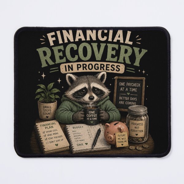 Item preview, Financial Recovery In Progress – Funny Raccoon Money Humor Design designed and sold by MotylekAnia.