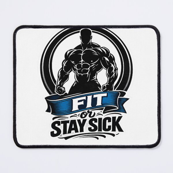 Item preview, Fit Or Stay Sick Bodybuilding Motivation Gym Emblem Blue designed and sold by Digistore1221.