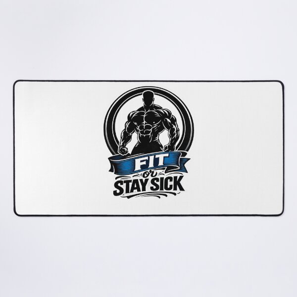 Item preview, Fit Or Stay Sick Bodybuilding Motivation Gym Emblem Blue designed and sold by Digistore1221.