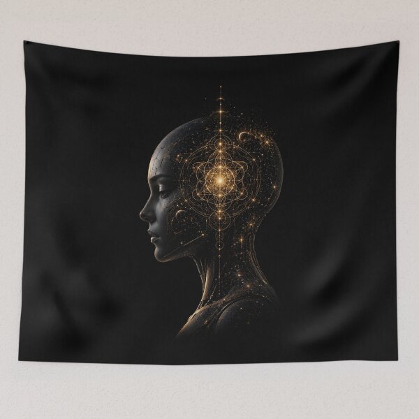 Item preview, Futuristic Cyberpunk Cyborg AI Neural Network Portrait designed and sold by bbbpetr100.