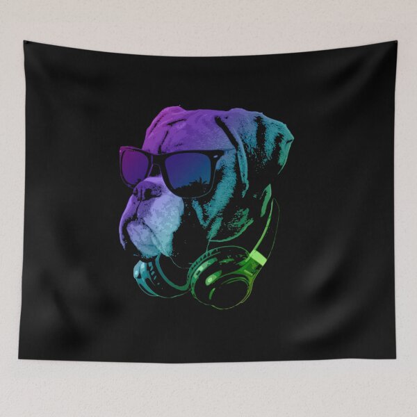Item preview, Cool Dog Sunglasses Headphones Pop Art designed and sold by marke770.