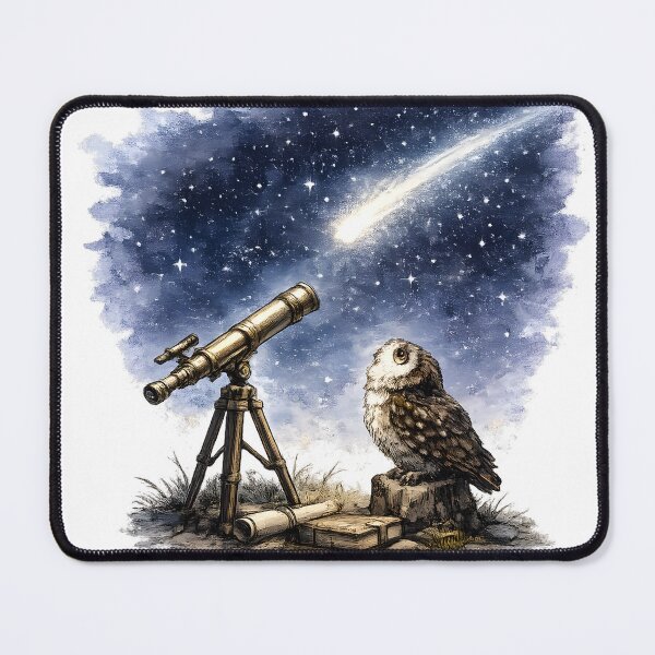 Item preview, Comet Watcher Owl and Telescope designed and sold by PatiImagination.