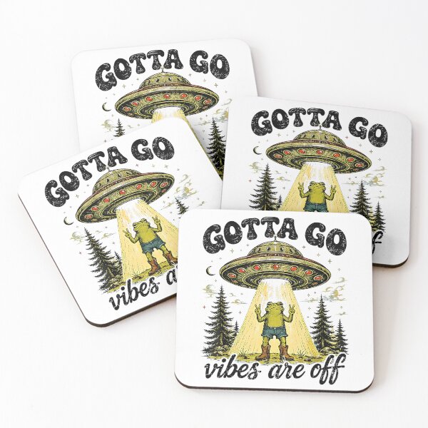 Item preview, Funny Frog UFO Abduction - Gotta Go Vibes Are Off Retro Aesthetic designed and sold by Methahshop.