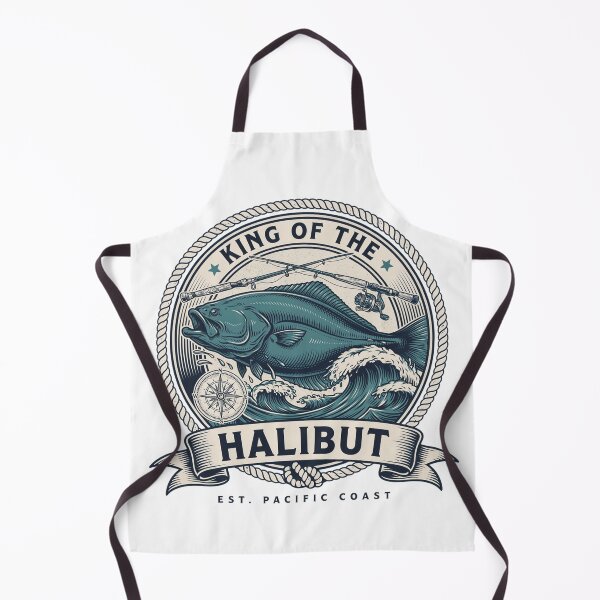 Item preview, King of the Halibut Vintage Fishing Badge – Pacific Coast Angler Design designed and sold by ArcticFoxStudio.
