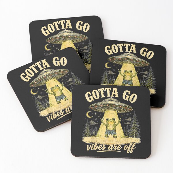 Item preview, Funny Frog UFO Abduction - Gotta Go Vibes Are Off Retro Aesthetic designed and sold by Methahshop.