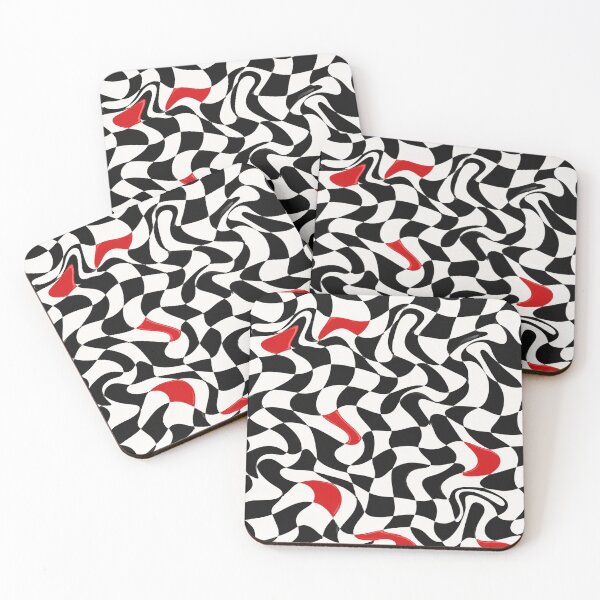 Item preview, Wavy Checkered Pattern with Red Accents designed and sold by Owcomm.