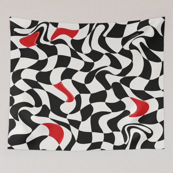 Item preview, Wavy Checkered Pattern with Red Accents designed and sold by Owcomm.