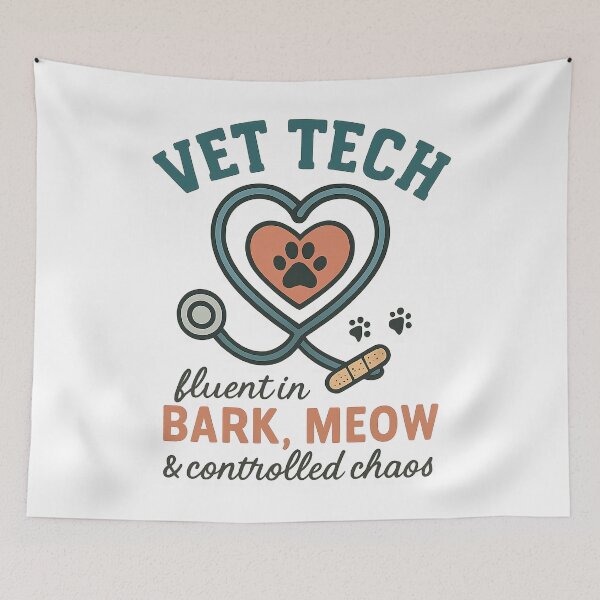 Item preview, Vet Tech Fluent in Bark Meow and Controlled Chaos — Funny Veterinary Technician Gift designed and sold by EXATEES  ⭐⭐⭐⭐⭐.