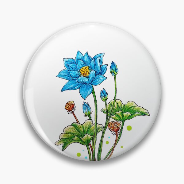 Item preview, Blue Lotus colored pencil art designed and sold by miljuvarghese.