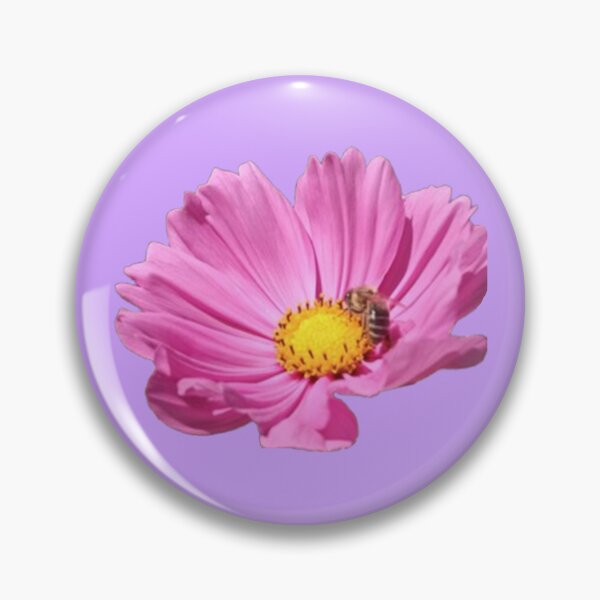Item preview, Vibrant Pink Flower With A Bee On A Summer Day Cutout designed and sold by CDPrintsDesigns.
