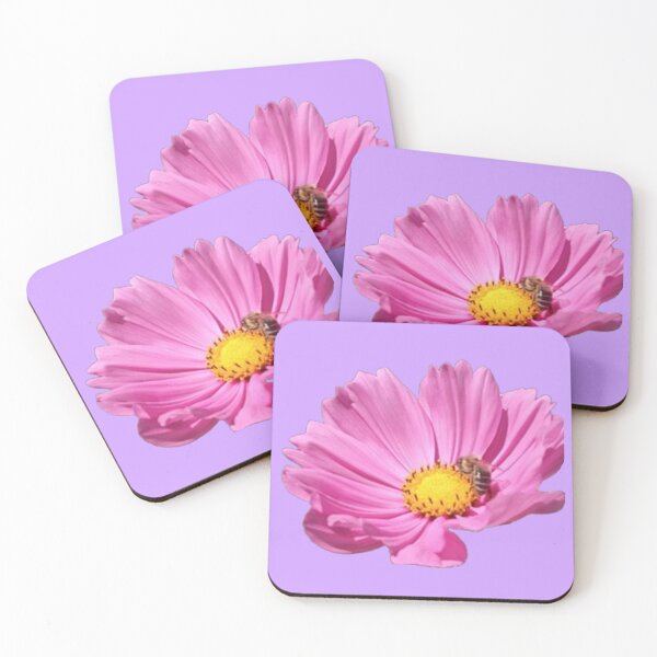 Item preview, Vibrant Pink Flower With A Bee On A Summer Day Cutout designed and sold by CamilasPrints.