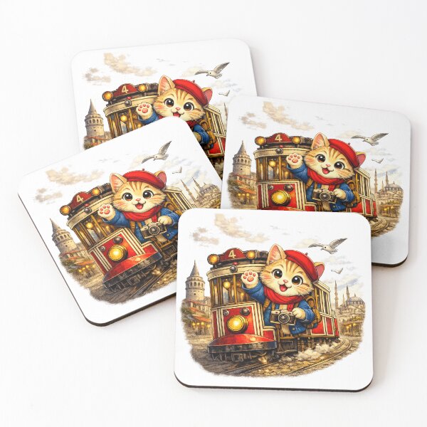 Item preview, DreamPaw Istanbul Tram Cat | Cute Travel Cat Adventure Design designed and sold by DreamPaw Studio.