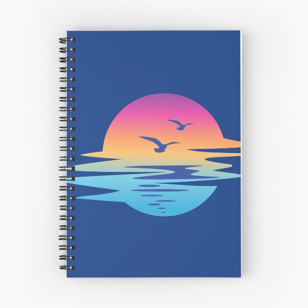 Item preview, Vaporwave Sunset Circle Flying Seagulls Beach designed and sold by SolutionsArt.