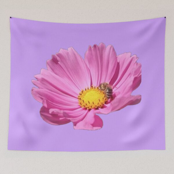 Item preview, Vibrant Pink Flower With A Bee On A Summer Day Cutout designed and sold by CDPrintsDesigns.