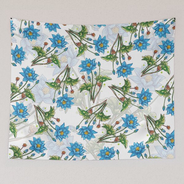 Item preview, Blue Lotus colored pencil art designed and sold by miljuvarghese.