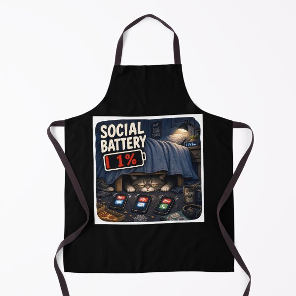 Item preview, Social Battery Low Funny Cat Illustration designed and sold by Easternpantry.