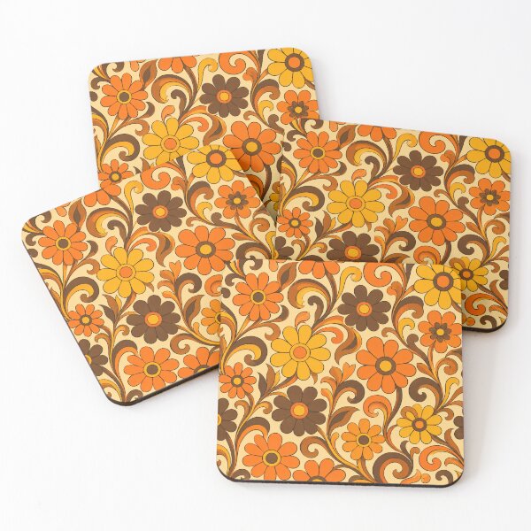 Item preview, Retro Orange Floral Swirl Pattern designed and sold by Owcomm.