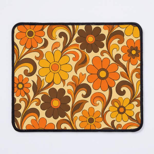 Item preview, Retro Orange Floral Swirl Pattern designed and sold by Owcomm.