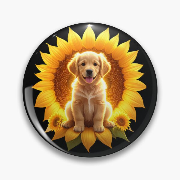 Item preview, Golden Retriever Puppy Sitting in a Radiant Sunflower T-shirt/Tee designed and sold by Alicjareign.