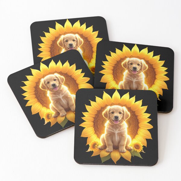 Item preview, Golden Retriever Puppy Sitting in a Radiant Sunflower T-shirt/Tee designed and sold by Alicjareign.