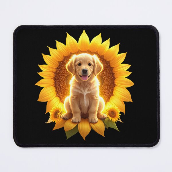 Item preview, Golden Retriever Puppy Sitting in a Radiant Sunflower T-shirt/Tee designed and sold by Alicjareign.