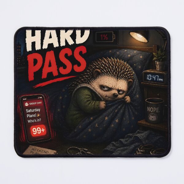 Item preview, Hard Pass Funny Hedgehog Introvert Illustration designed and sold by Easternpantry.
