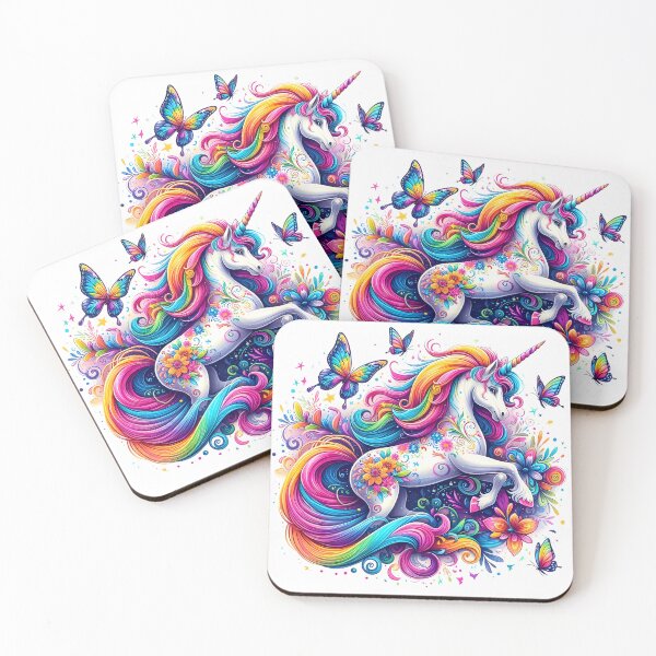 Item preview, Radiant Rainbow Unicorn with Butterflies and Flowers designed and sold by Vitalka-uk.