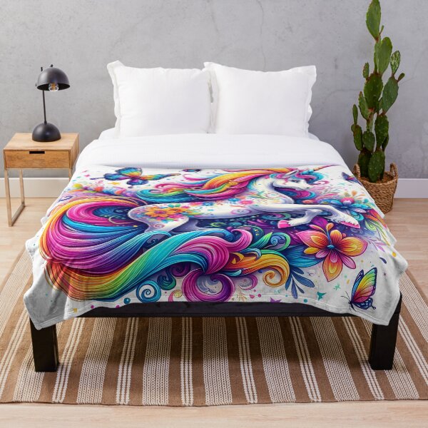 Item preview, Radiant Rainbow Unicorn with Butterflies and Flowers designed and sold by Vitalka-uk.