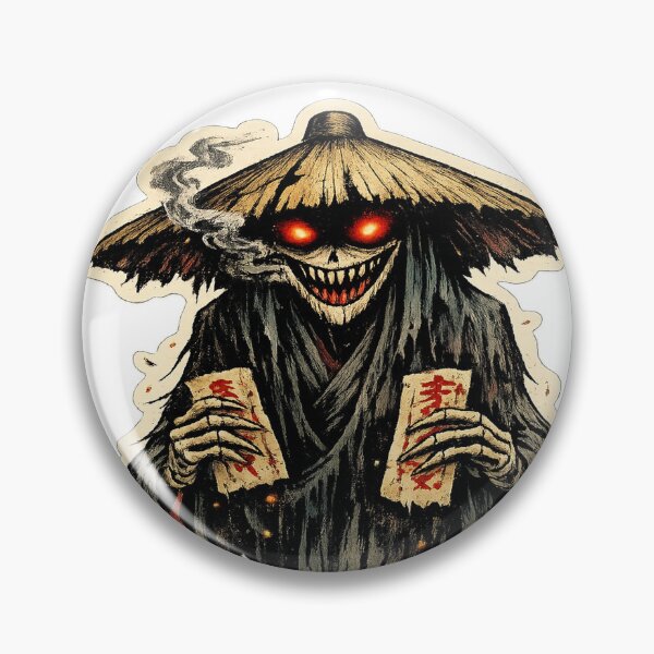 Item preview, Japanese Demon Straw Hat Yokai Horror Sticker Art designed and sold by greatlakesea.