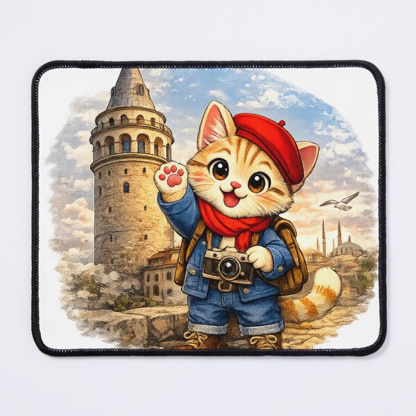 Item preview, DreamPaw Galata Tower Cat | Cute Istanbul Travel Adventure Design designed and sold by DreamPaw Studio.