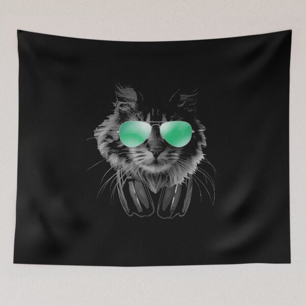 Item preview, Vibrant Cat DJ Headphones Aviator Sunglasses designed and sold by marke770.