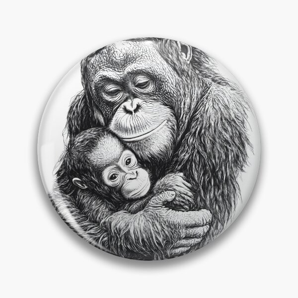 Item preview, Realistic Orangutan with baby Pencil Drawing designed and sold by Pencil-Art.