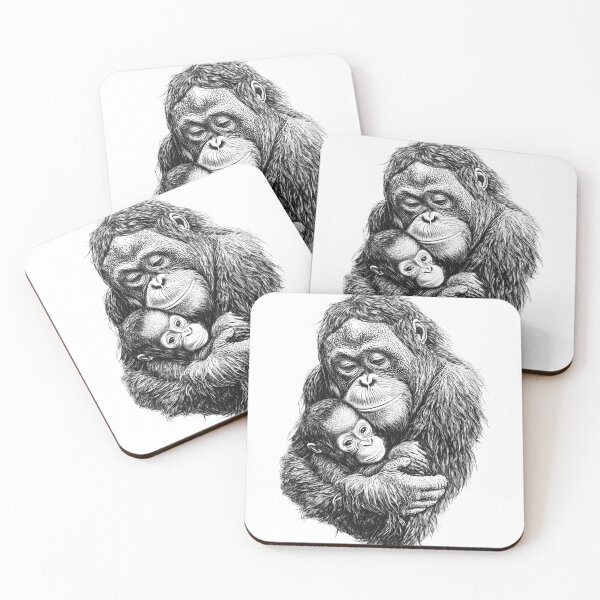 Item preview, Realistic Orangutan with baby Pencil Drawing designed and sold by Pencil-Art.