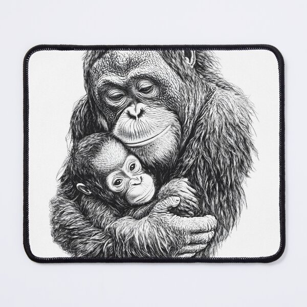 Item preview, Realistic Orangutan with baby Pencil Drawing designed and sold by Pencil-Art.