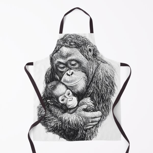 Item preview, Realistic Orangutan with baby Pencil Drawing designed and sold by Pencil-Art.