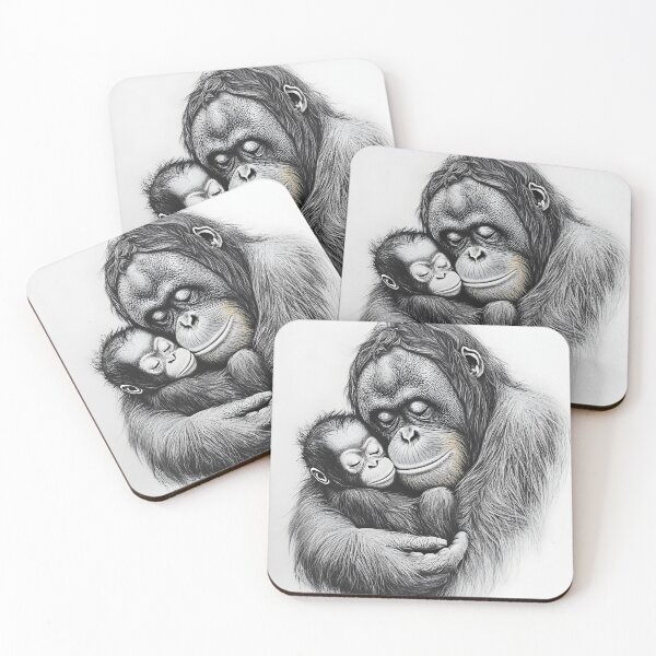 Item preview, Realistic Orangutan with baby Pencil Drawing designed and sold by Pencil-Art.