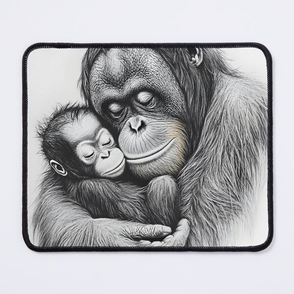 Item preview, Realistic Orangutan with baby Pencil Drawing designed and sold by Pencil-Art.
