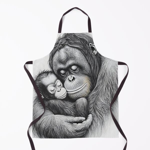 Item preview, Realistic Orangutan with baby Pencil Drawing designed and sold by Pencil-Art.