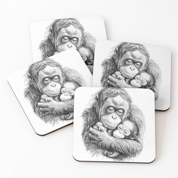 Item preview, Realistic Orangutan with baby Pencil Drawing designed and sold by Pencil-Art.
