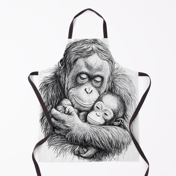 Item preview, Realistic Orangutan with baby Pencil Drawing designed and sold by Pencil-Art.