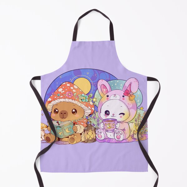 Item preview, cozy cottagecore besties – kawaii capybara and bunny mystic art designed and sold by StudioPeachPop.