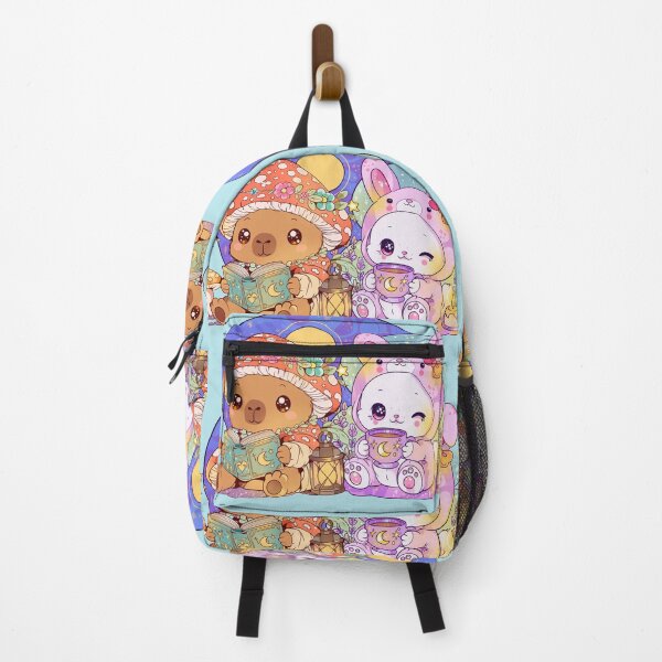 Item preview, cozy cottagecore besties – kawaii capybara and bunny mystic art designed and sold by StudioPeachPop.