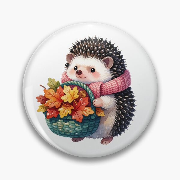Item preview, Autumn Hedgehog with Leaf Basket | Cute Cottagecore Forest Animal designed and sold by AillustriaAK.
